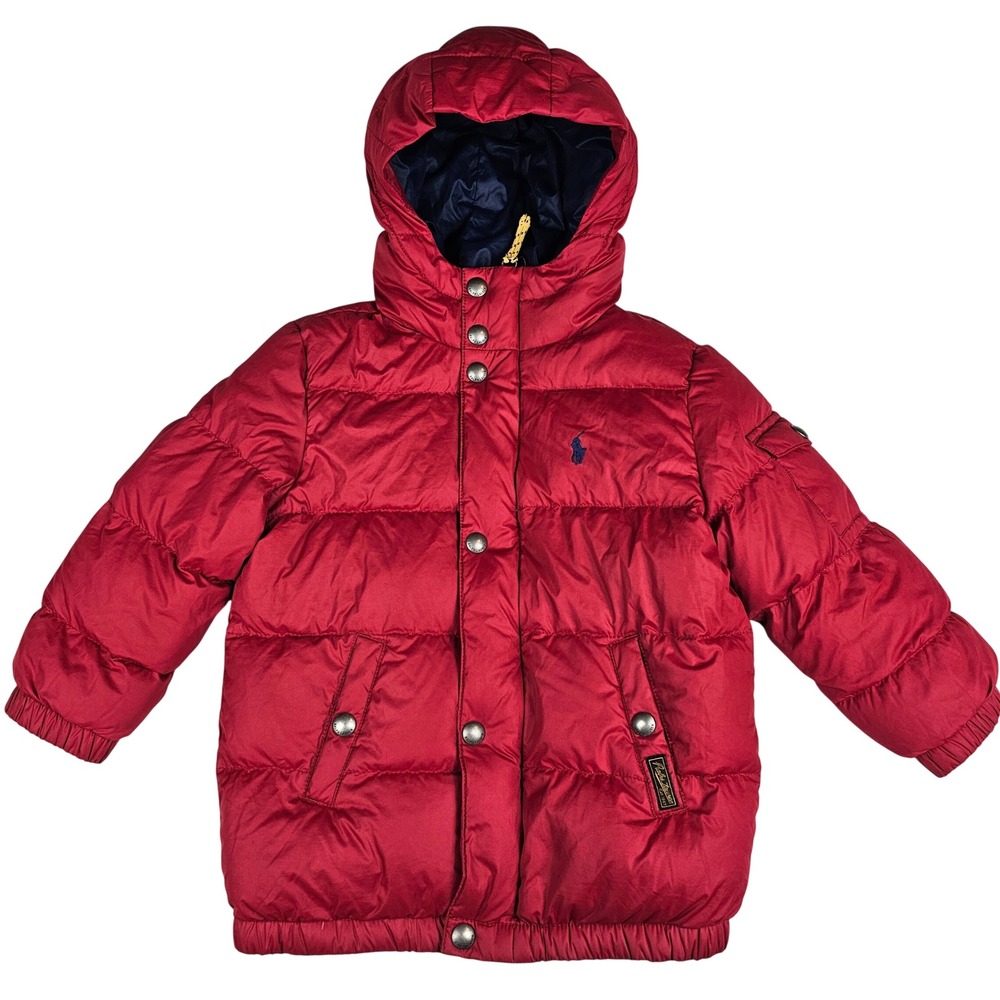 Polo Ralph Lauren Kids Red Hooded Puffer Jacket Down Fill Size 3T